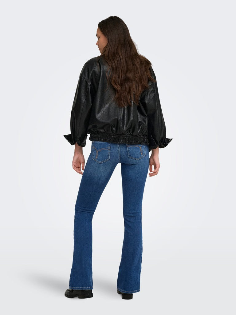 ONLY Blush Mid Button Flared Jeans | Med Blue