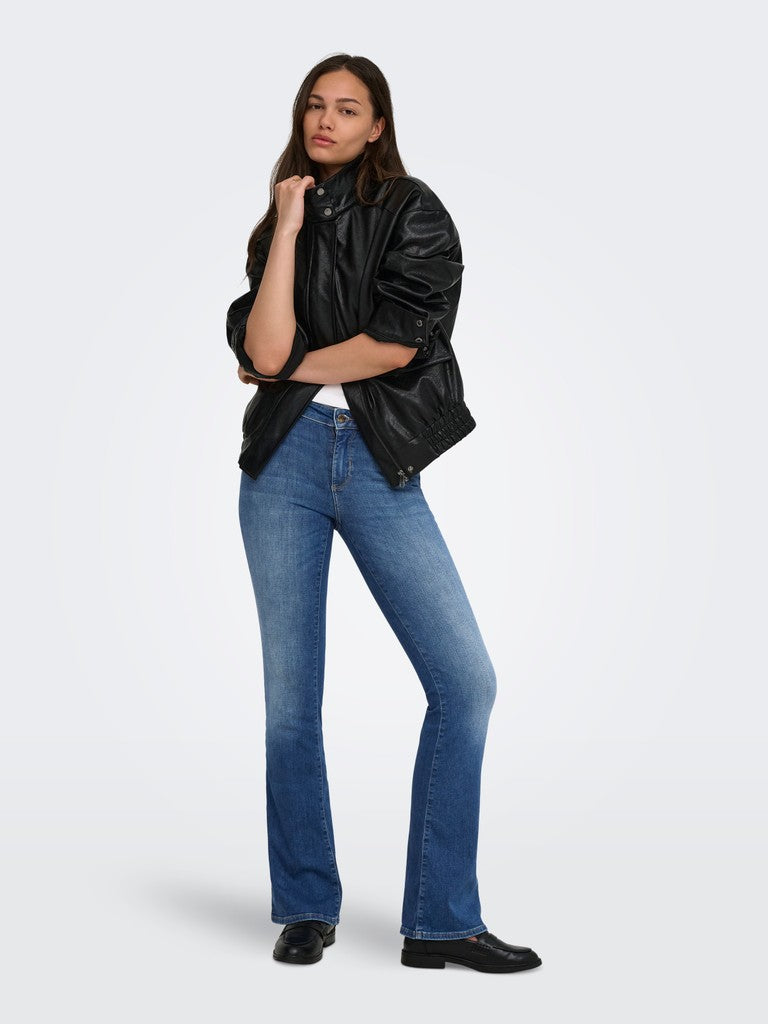 ONLY Blush Mid Button Flared Jeans | Med Blue