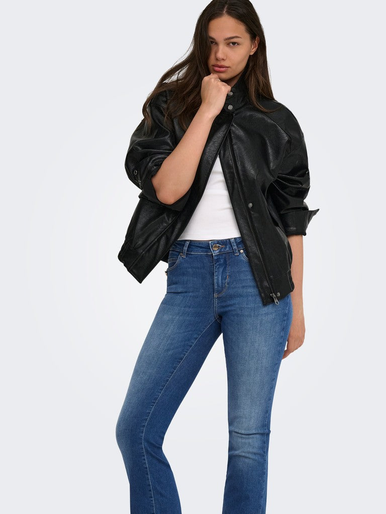 ONLY Blush Mid Button Flared Jeans | Med Blue