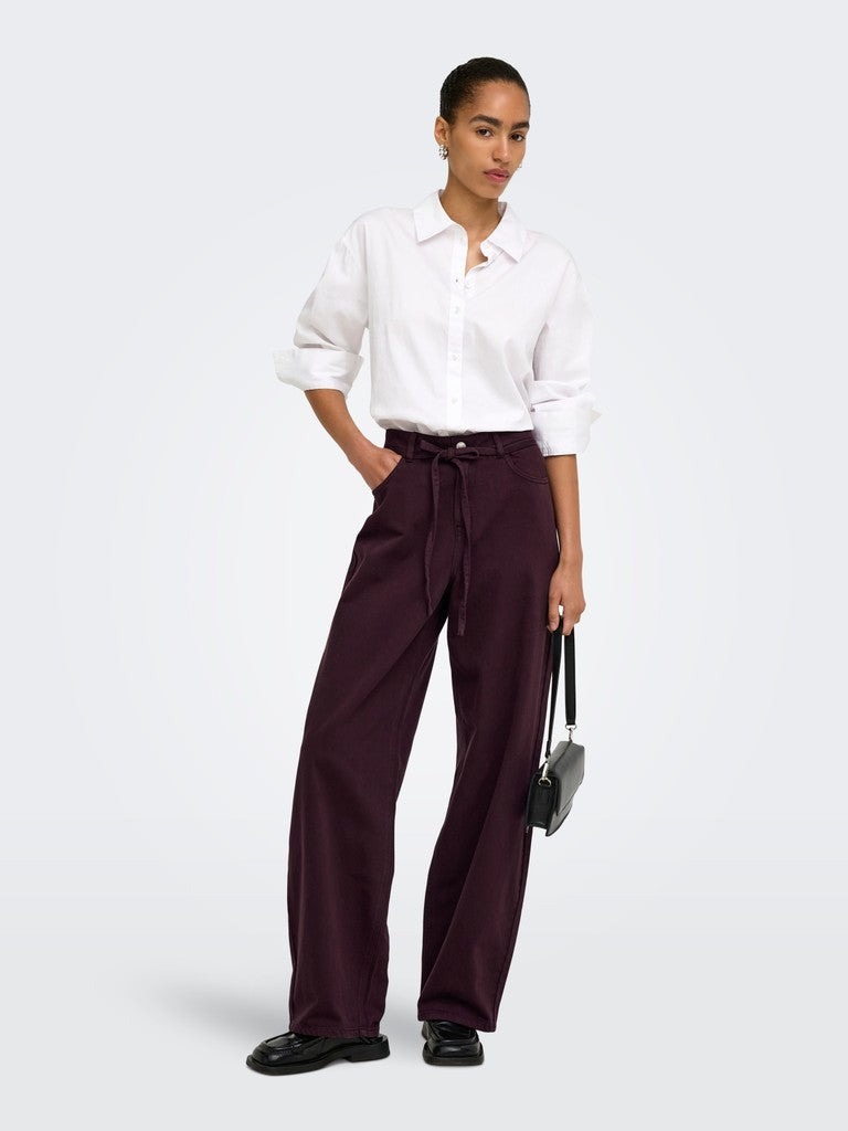 ONLY Gianna-Silla MW ST Belt Trousers | Fudge