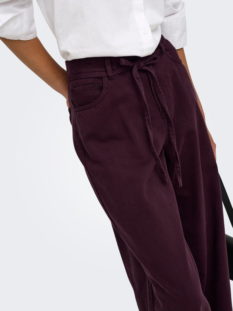 ONLY Gianna-Silla MW ST Belt Trousers | Fudge