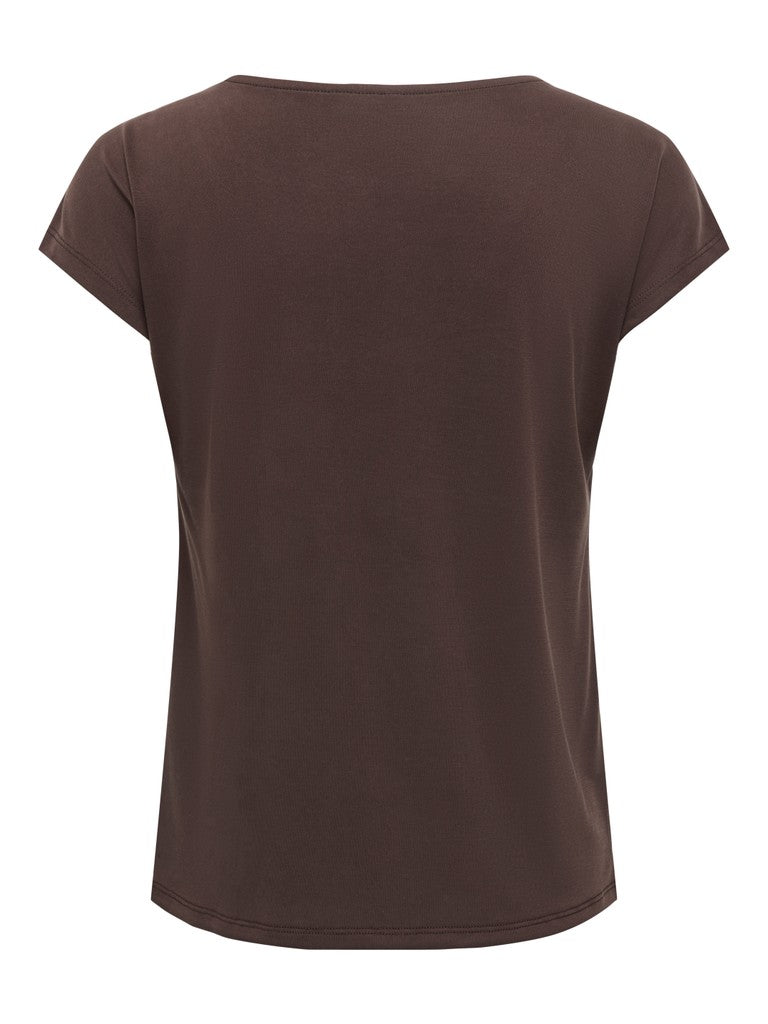 ONLY Free Life S/S Mod V-Neck Tee Shirt | Coffee