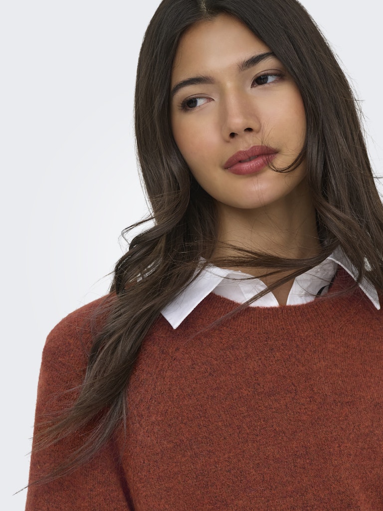 ONLY Batwing Knit Pullover Rust – flat lay back