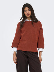 ONLY Batwing Knit Pullover Rust – model full length front