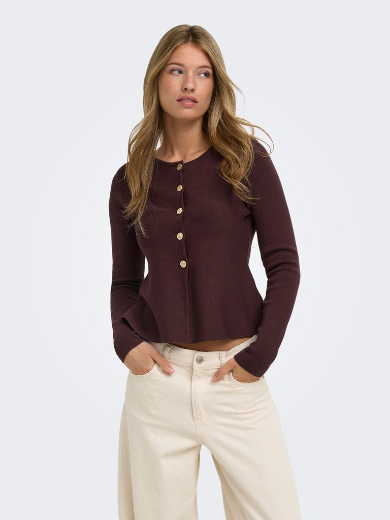 ONLY Melli LS ONeck Button Cardigan | Fudge