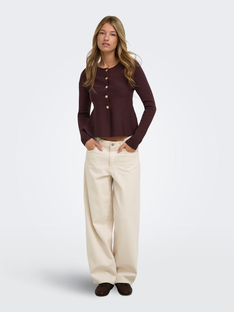 ONLY Melli LS ONeck Button Cardigan | Fudge