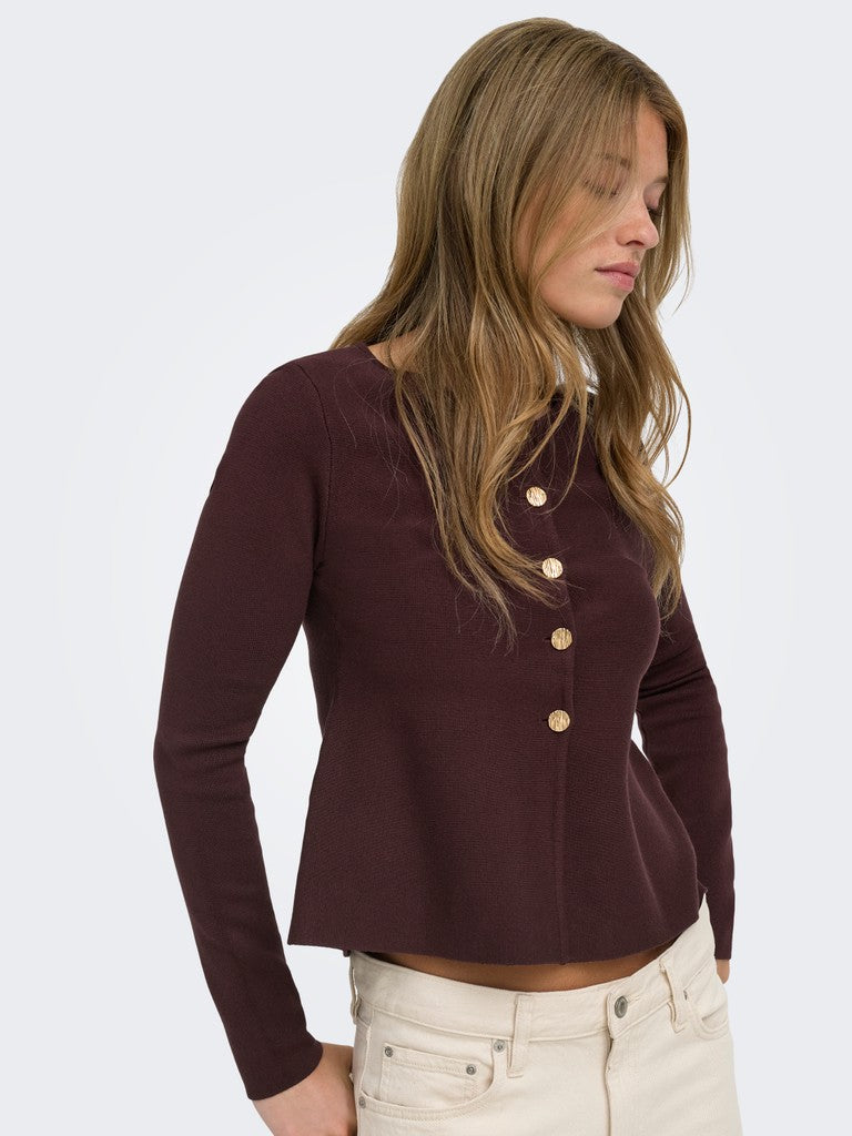 ONLY Melli LS ONeck Button Cardigan | Fudge