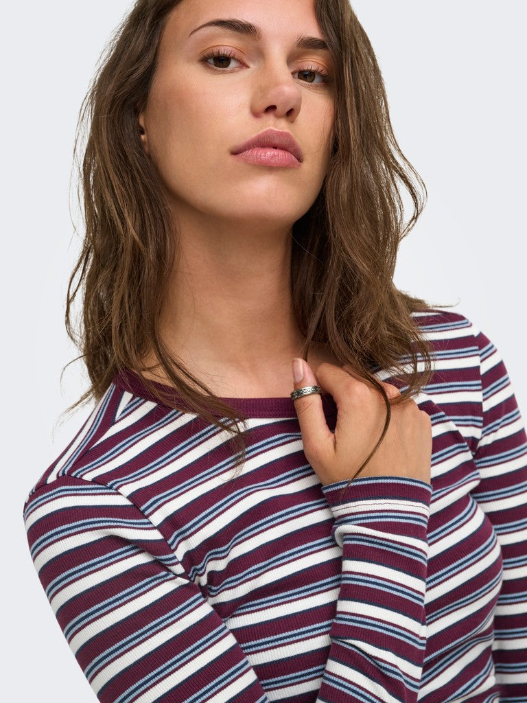 ONLY Val L/S O-Neck Stripe Top | Fig