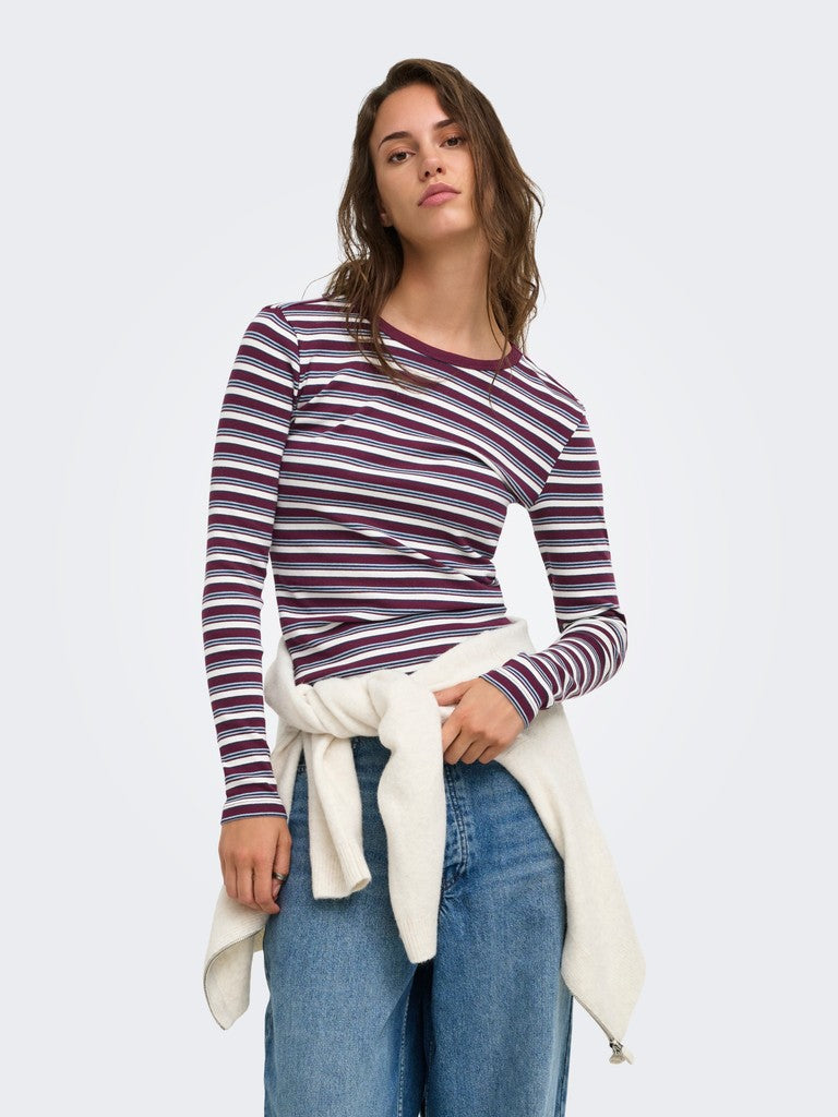 ONLY Val L/S O-Neck Stripe Top | Fig