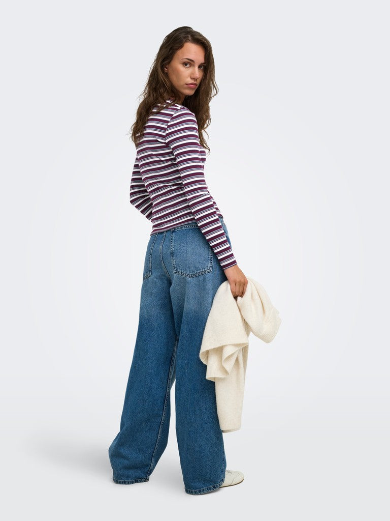 ONLY Val L/S O-Neck Stripe Top | Fig