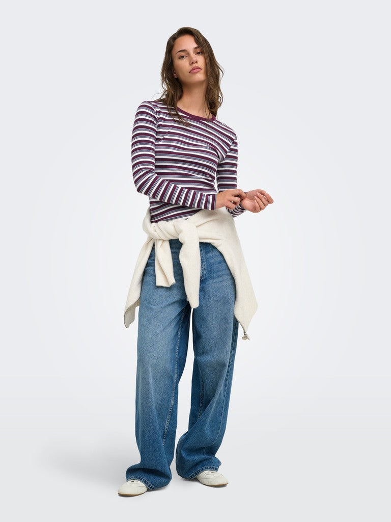 ONLY Val L/S O-Neck Stripe Top | Fig