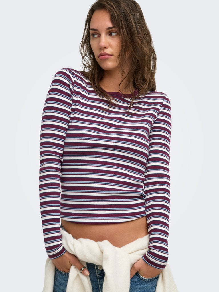 ONLY Val L/S O-Neck Stripe Top | Fig