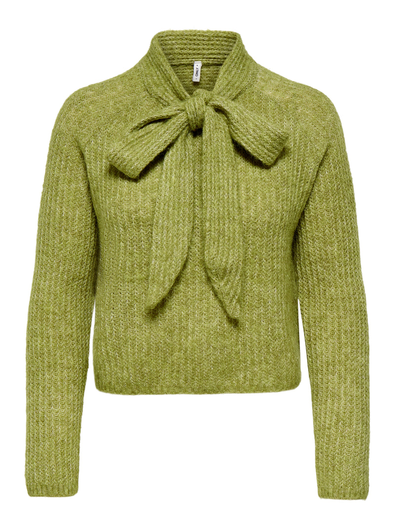 Only Kappa Long Sleeve Bow Highneck Knit | Green