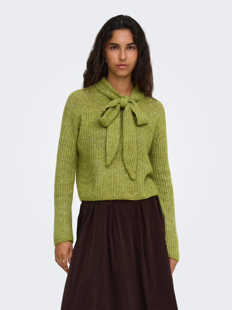 Only Kappa Long Sleeve Bow Highneck Knit | Green