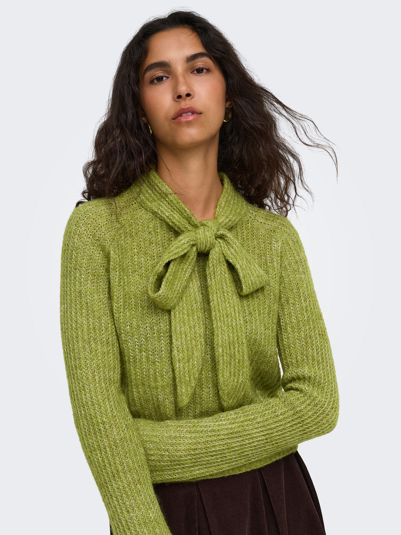 Only Kappa Long Sleeve Bow Highneck Knit | Green