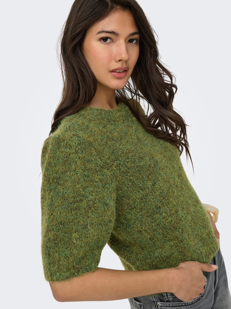 ONLY Nellie SS O-Neck Knit Pullover | Forest