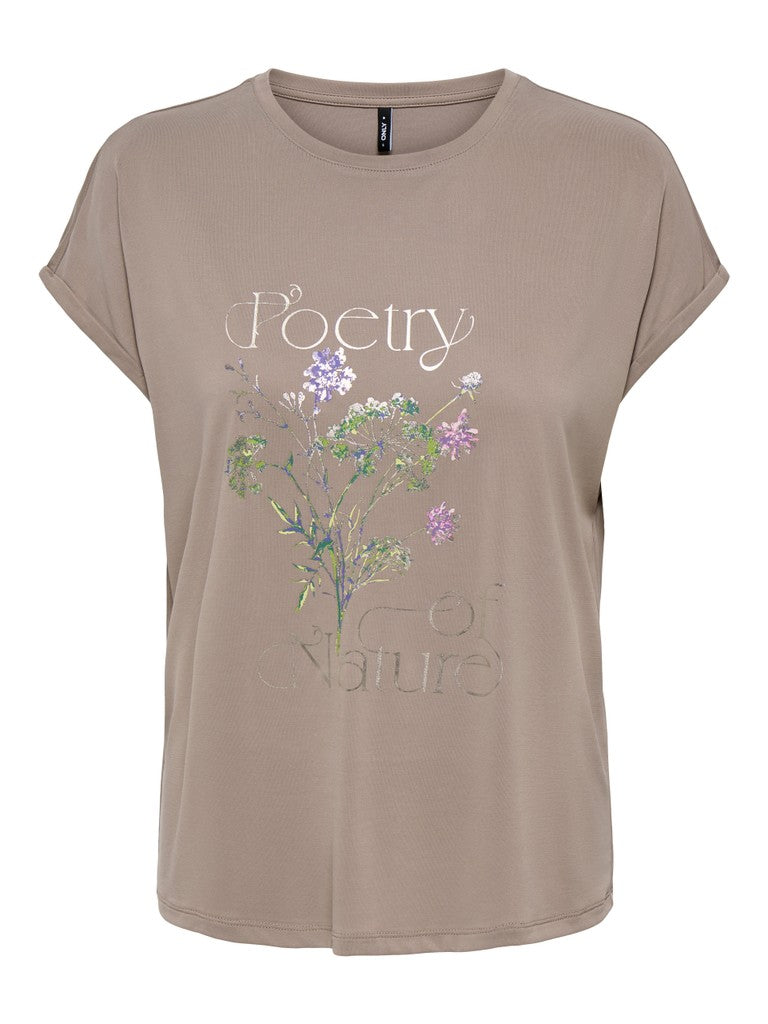 ONLY Free New Round Neck T-Shirt | Taupe