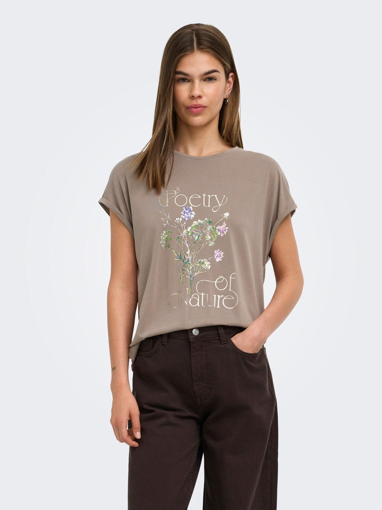 ONLY Free New Round Neck T-Shirt | Taupe