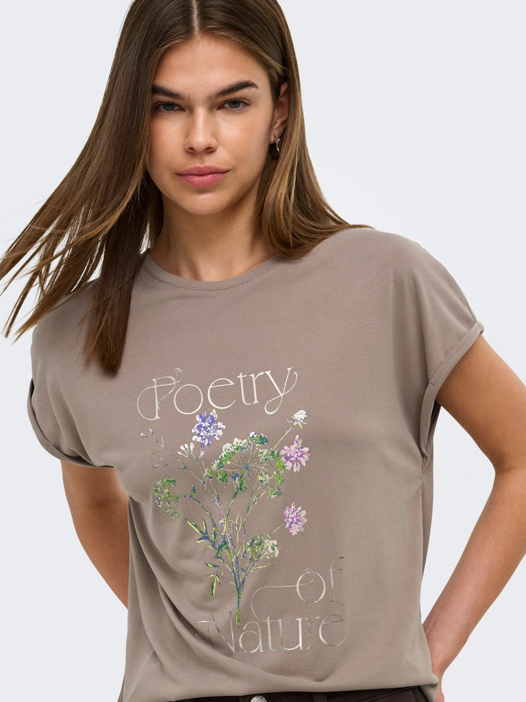 ONLY Free New Round Neck T-Shirt | Taupe