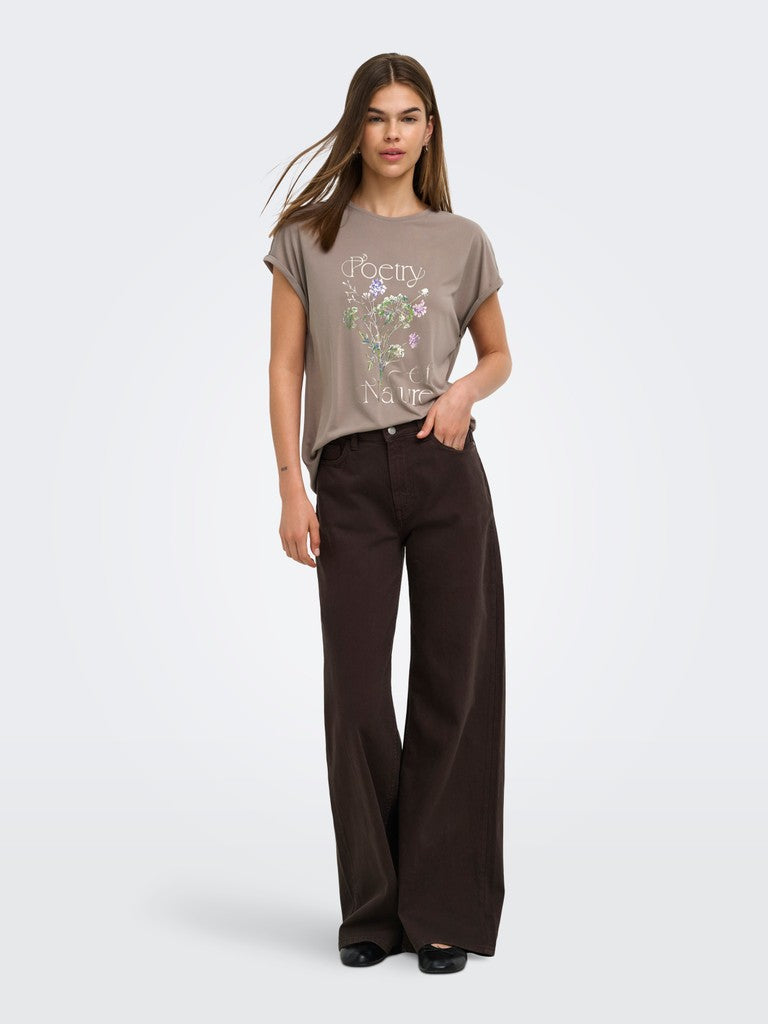 ONLY Free New Round Neck T-Shirt | Taupe