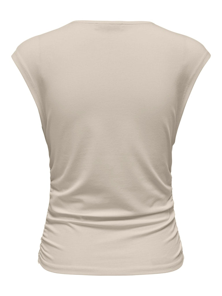 ONLY Mira Cap Sleeve Ruching Top | Peyote