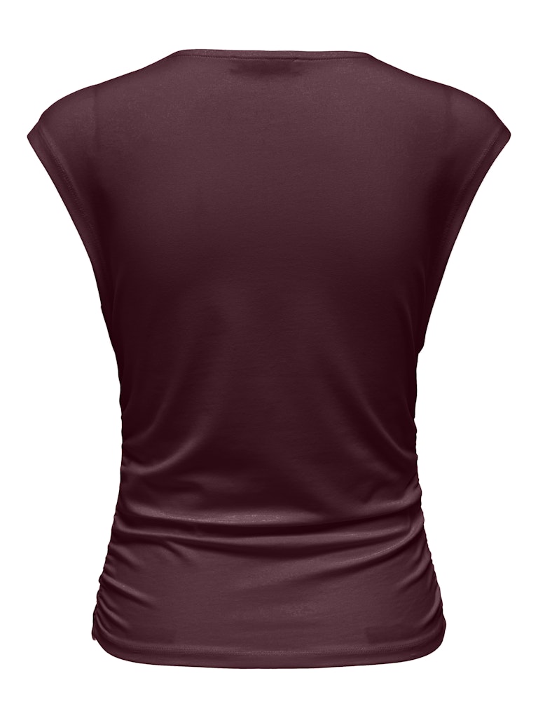 ONLY Mira Cap Sleeve  Ruching Top | Maroon
