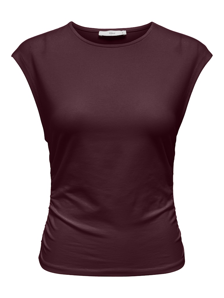 ONLY Mira Cap Sleeve  Ruching Top | Maroon