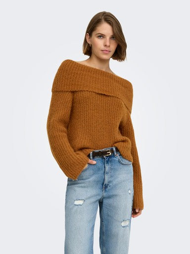 Only Maggie Long Sleev Off Shoulder Knit | Ginger 15381393
