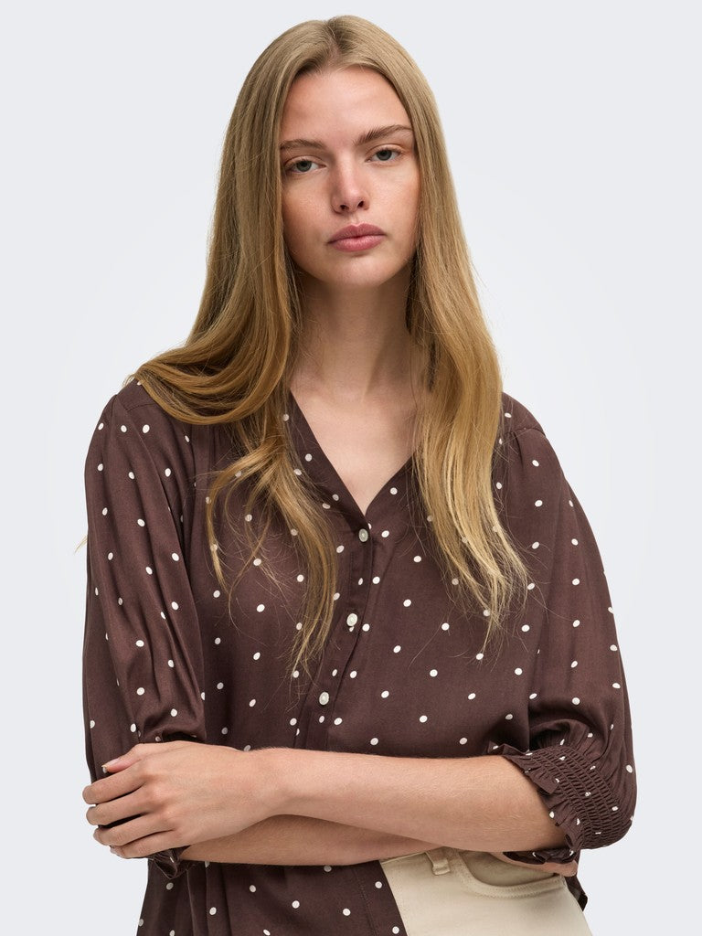 ONLY Raya 3/4 Shirt | Mahogary