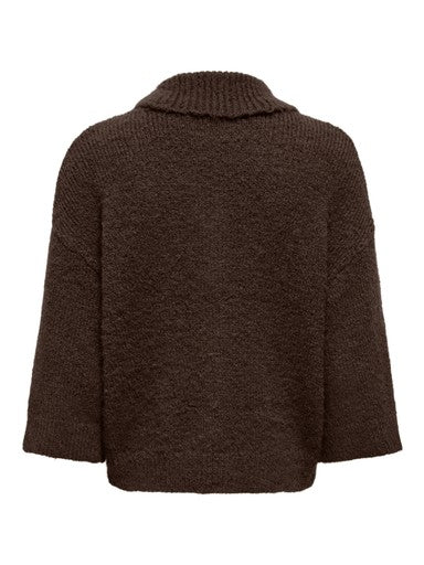 Only Maggie 3/4 Wide Sleeve Zip Cardigan | Coffee 15375131