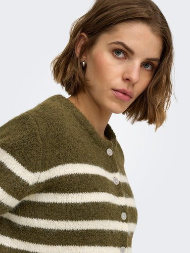 Only Maggie Long Sleeve Baseball Neck Cardigan | Beech Green 15375125