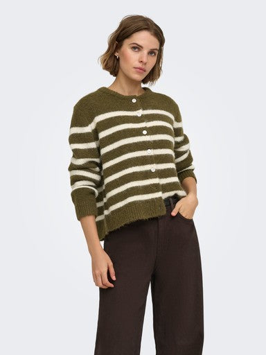 Only Maggie Long Sleeve Baseball Neck Cardigan | Beech Green 15375125
