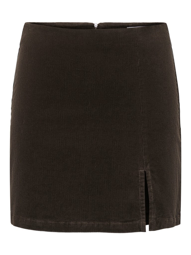 ONLY Flora HW Cord Skirt Slit | Chocolate