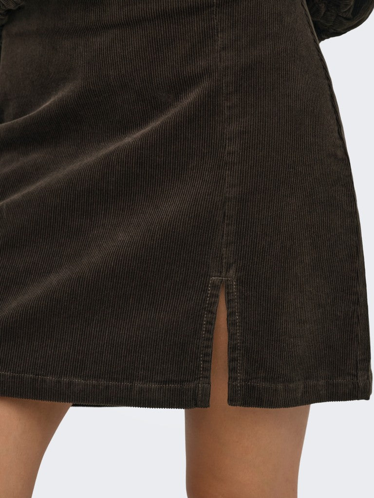 ONLY Flora HW Cord Skirt Slit | Chocolate