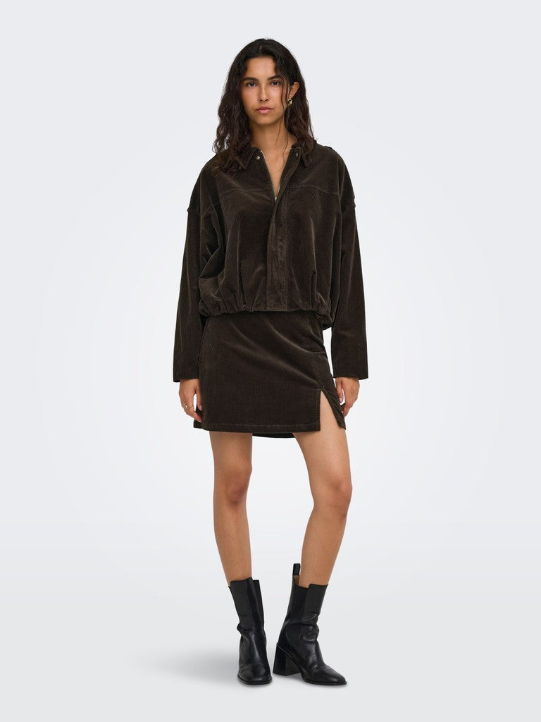 ONLY Flora HW Cord Skirt Slit | Chocolate