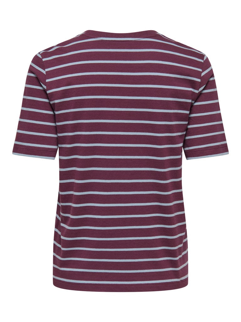 ONLY Happy S/S O-Neck Stripe Tee | Fig