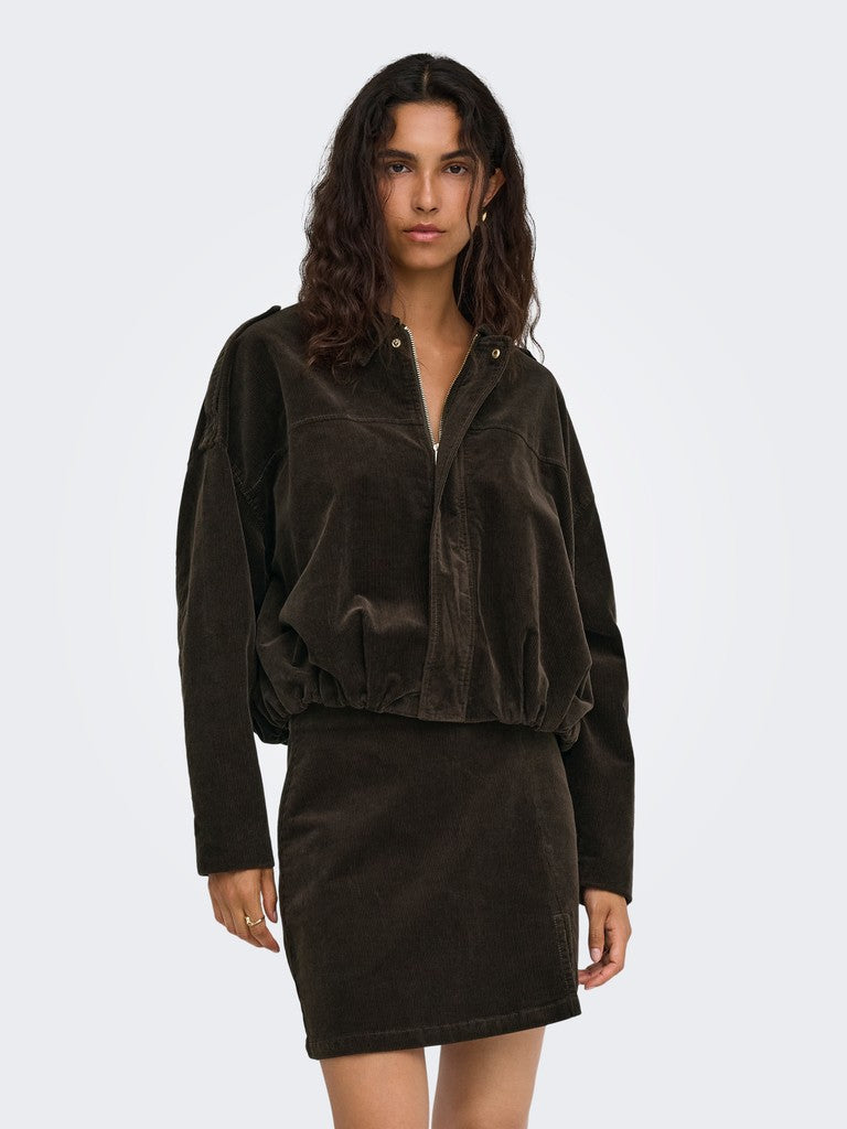 ONLY Moon-Flora L/S Cord Bomber Jacket | Chocolate