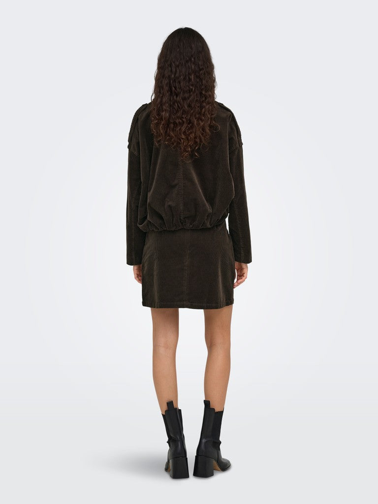ONLY Moon-Flora L/S Cord Bomber Jacket | Chocolate
