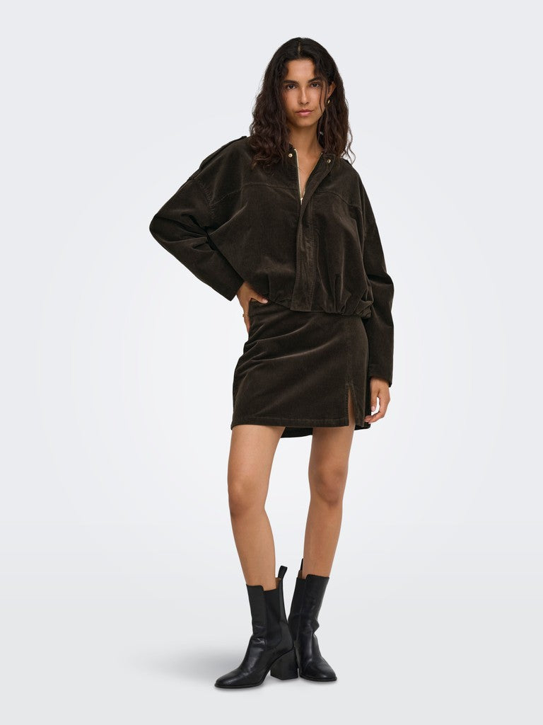 ONLY Moon-Flora L/S Cord Bomber Jacket | Chocolate