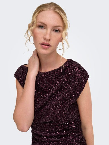 Only Sleeveless Sequin Top | Wine 15383400
