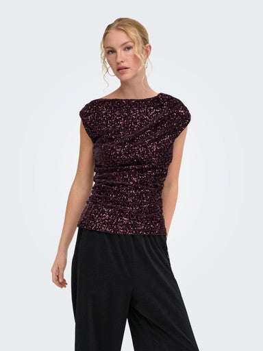 Only Sleeveless Sequin Top | Wine 15383400