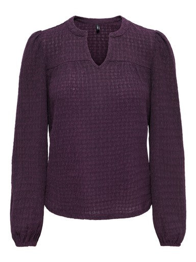 Only Ilse Long Sleeve V-Neck Top | Plum 15384066