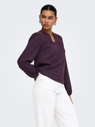 Only Ilse Long Sleeve V-Neck Top | Plum 15384066