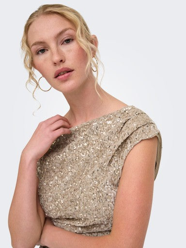 Only Sleeveless Sequin Top | Almond 15383400