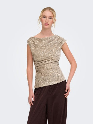 Only Sleeveless Sequin Top | Almond 15383400