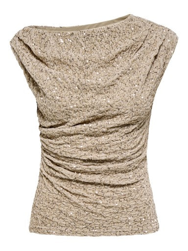 Only Sleeveless Sequin Top | Almond 15383400