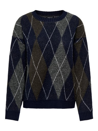 Only Rhombus Argyle Pullover  | Night Sky 15383804