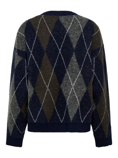 Only Rhombus Argyle Pullover  | Night Sky 15383804