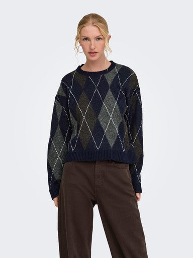 Only Rhombus Argyle Pullover  | Night Sky 15383804