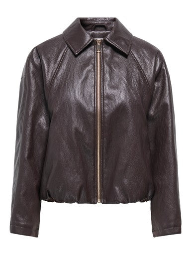 Only Masja Faux Leather Padded Bomber Jacket | Chocolate 15385182